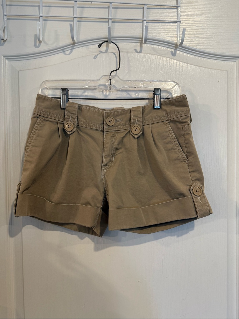 GAP vintage y2k 2000s camel Chino Classic pleated cotton blend shorts sz 2